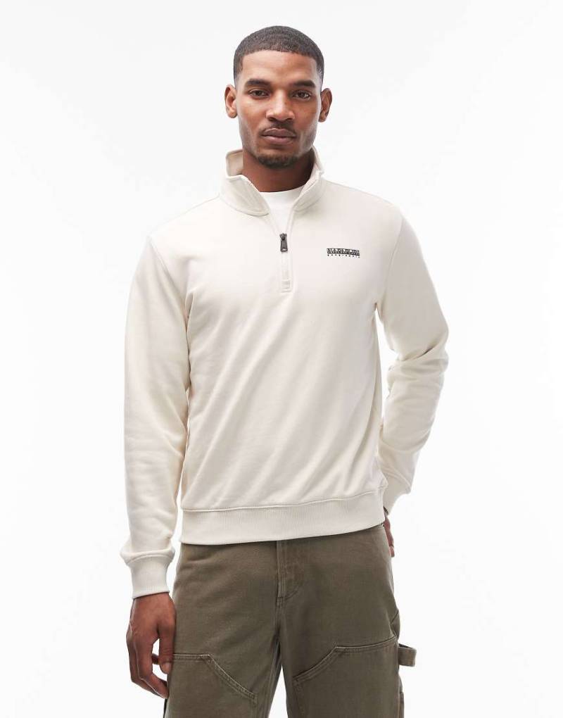 Napapijri - Sweatshirt in Wollweiß mit kurzem Reißverschluss-Neutral von Napapijri