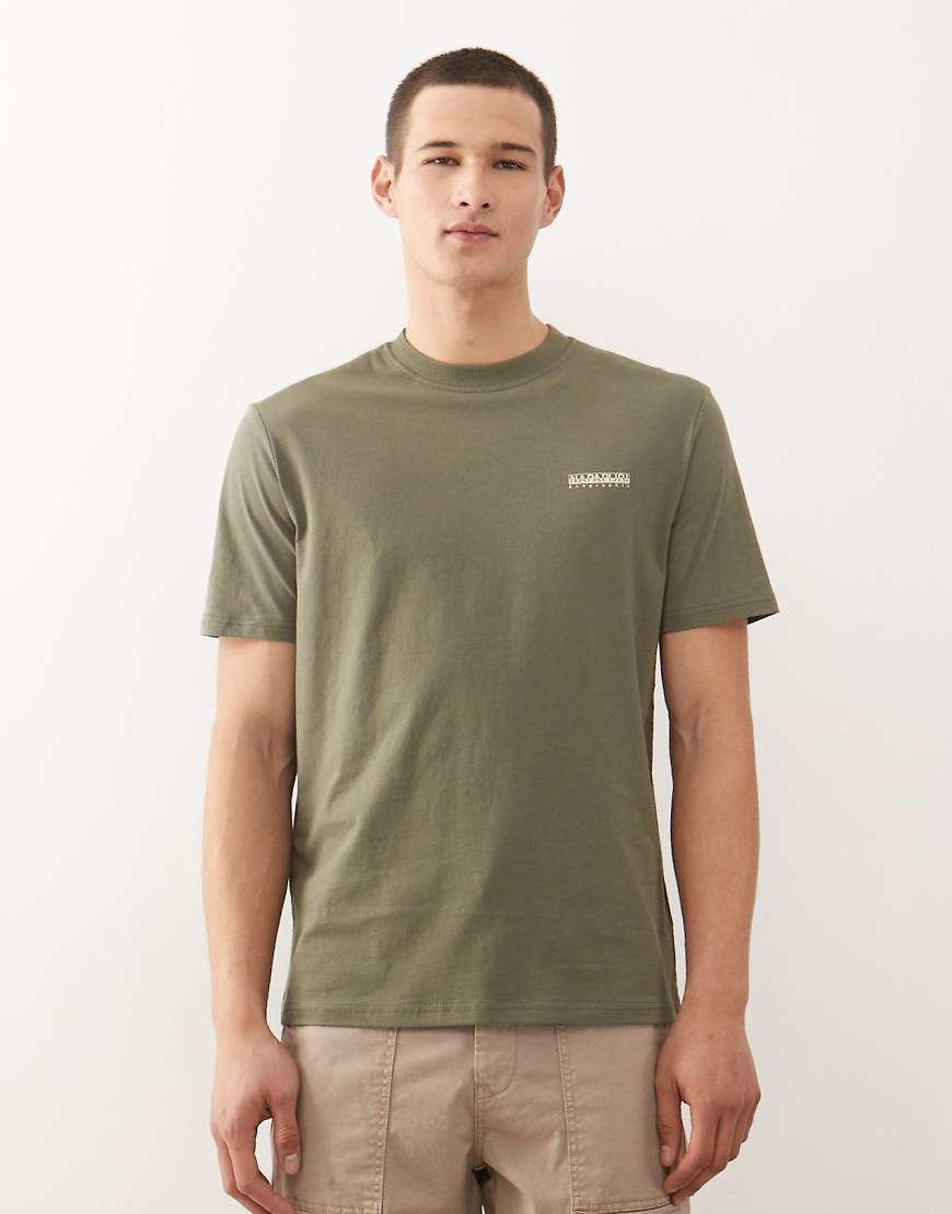 Napapijri - T-Shirt in Khaki mit kleinem Logo-Grün von Napapijri