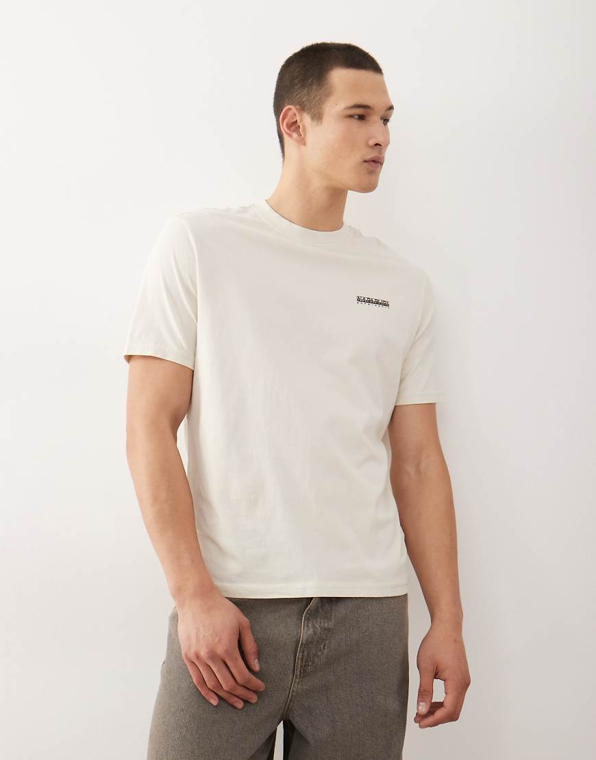 Napapijri - T-Shirt in Wollweiß mit kleinem Logo-Neutral von Napapijri