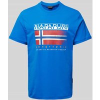 Napapijri T-Shirt mit Label- und Statement-Print Modell 'S-KREIS' in Royal, Größe L von Napapijri