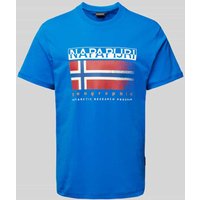 Napapijri T-Shirt mit Label- und Statement-Print Modell 'S-KREIS' in Royal, Größe M von Napapijri