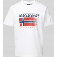 Napapijri T-Shirt mit Label- und Statement-Print Modell 'S-KREIS' in Weiss, Größe L von Napapijri