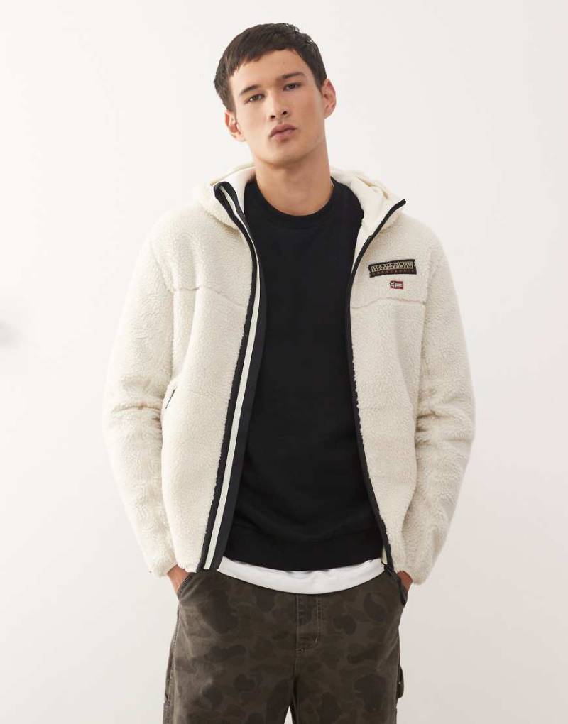 Napapijri - Tynik - Kapuzenjacke aus Fleece in Beige-Neutral von Napapijri