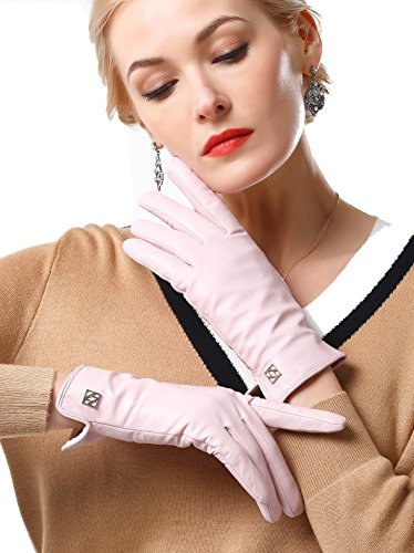 NappaNovum Damen Italienische Lederhandschuhe Lammfell Winter Komfort Handschuhe (Touchscreen oder ohne Touchscreen), rose, Small von NappaNovum