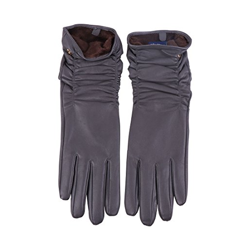 Nappaglo Damen Italienisches Lammfell Leder Handschuhe Winter Warm Langes Fleecefutter Handschuhe von Nappaglo