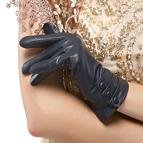 Nappaglo Damen Leder Handschuhe - Touchscreen Lammfell Langes Fleece Futter Winter Warm von Nappaglo