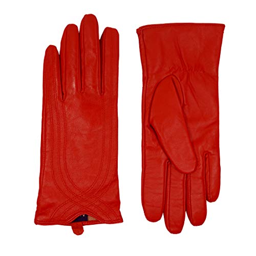 Nappaglo Damen Lederhandschuhe Winter Touchscreen Lammfell Elegant Echtleder Warm Handschuhe Outdoor, rot, L von Nappaglo