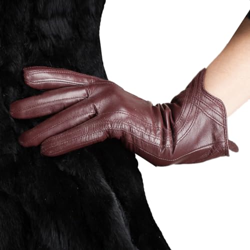 Nappaglo Damen Lederhandschuhe Winter Touchscreen Lammfell Elegant Echtleder Warm Handschuhe Outdoor von Nappaglo