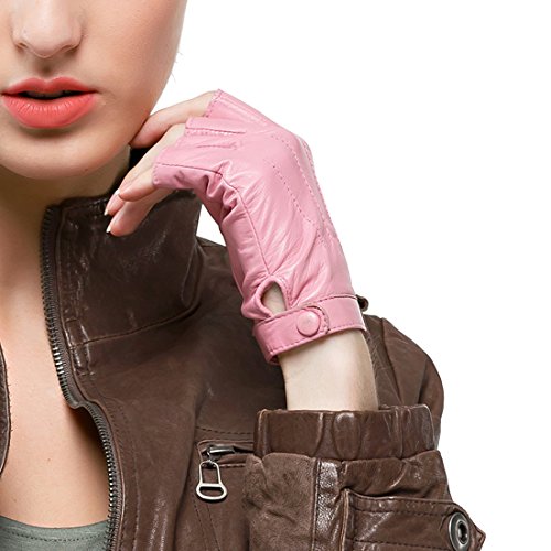 Nappaglo Fingerlos Lederhandschuhe Damen Autofahrer Sommer Motorrad Handschuhe Größe S Rosa von Nappaglo
