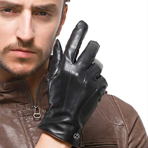 Nappaglo Herren Handschuhe aus echtem Nappaleder Wnter Warme Handschuhe mit Langes Fleecefutter … von Nappaglo