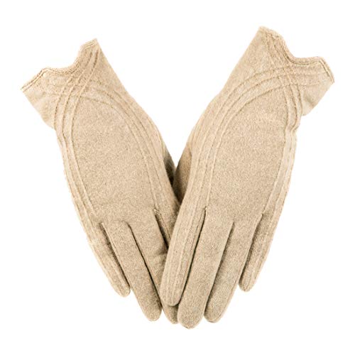 Nappaglo Winter Handschuhe Damen Warm Fleece Innenfutter Outdoor Fahren Handschuhe (Large, Beige) von Nappaglo