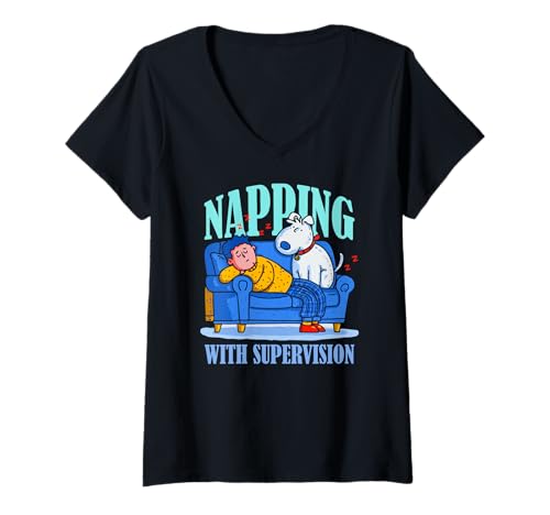 Damen Napping with Supervision T-Shirt mit V-Ausschnitt Damen Napping with Supervision T-Shirt mit V-Ausschnitt von Napping Supervision Rest Funny Dog Dog Humor Dog