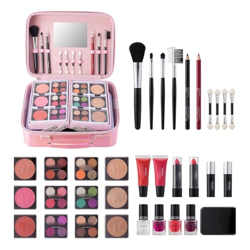 All-in-1 Make Up Set - Komplettes Make-up Set für Frauen, komplettes Set aus Make-up Pinsel und Lippenstift | Professionelles Make-up-Set, sichere Kosmetiktasche All-in-1 Make Up Set - Komplettes Make-up Set für Frauen, komplettes Set aus Make-up Pinsel und Lippenstift | Professionelles Make-up-Set, sichere Kosmetiktasche von Naqqios