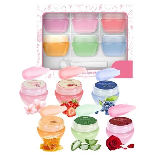 Feuchtigkeitsspendendes Lippenbalsam-Set – Sleeping Lip Balm Kit, Set mit 6 Sleeping Lip Balms | Deep Nutrition Lippenpflege-Tool für die Schule Feuchtigkeitsspendendes Lippenbalsam-Set – Sleeping Lip Balm Kit, Set mit 6 Sleeping Lip Balms | Deep Nutrition Lippenpflege-Tool für die Schule von Naqqios
