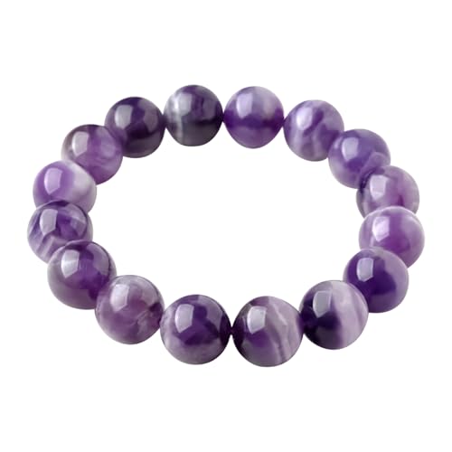 Naqqios Amethyst Armband, Natürlicher Amethyst Armband - 8mm Natürliches Perlenamethyst Armband - Echter Stein Stretch Armband Handmade für Frauen Männer, Se référer au descriptif, Kristall, Siehe von Naqqios