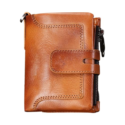 Geldbörsen aus Leder mit Kette für Männer – Geldbörse mit Kette für Herren, Geldbörse mit Kette aus Rindsleder | Schnalle mit Reißverschluss mit Mehreren Kartenfächern, gelb, Se référer au von Naqqios