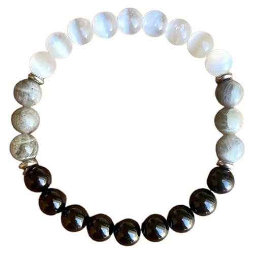 Natürliche Edelstein-Armbänder – Naturstein-Armband, stilvolles Perlenarmband | Modisches Armband für Damen, Herren und Damen, Steinperlen-Armband von Naqqios