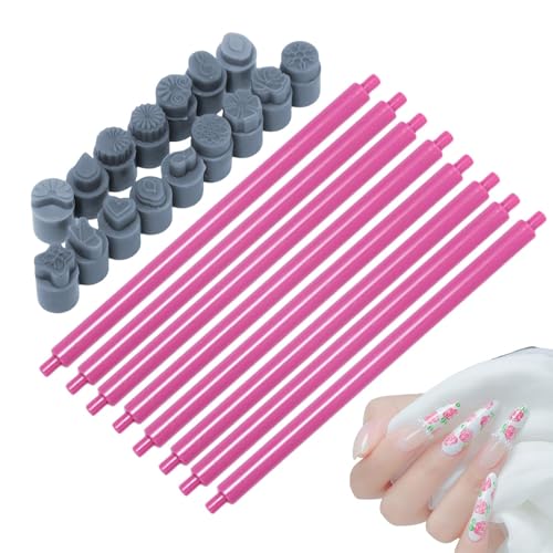 Stempelstift für Nägel, Nageldesign-Stempel – 8 x Nagelstempel-Stift, Doppelkopf-Nageldesign-Werkzeuge, Nagelstempel-Set für Zuhause, Nagelgrafiti-Kunst von Naqqios