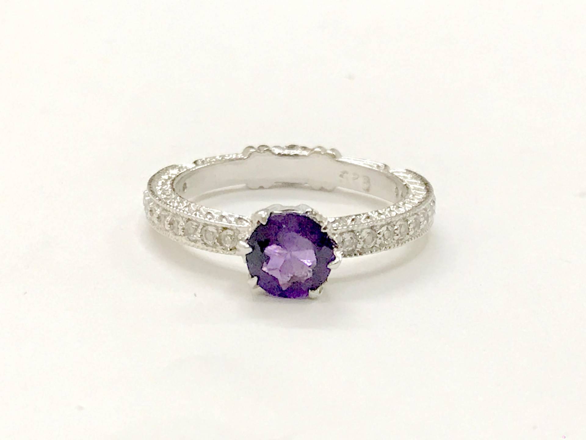 Amethyst Und Weißer Topas Sterling Silber Ring | Februar Geburtsstein, Us Größe 7 von NaqshByShradha