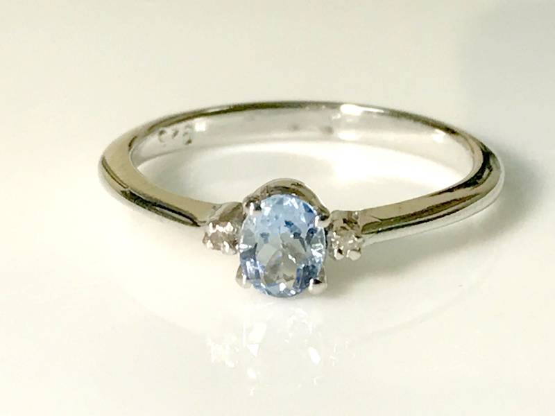 Aquamarin Diamant Ring Sterling Silber März Geburtsstein von NaqshByShradha