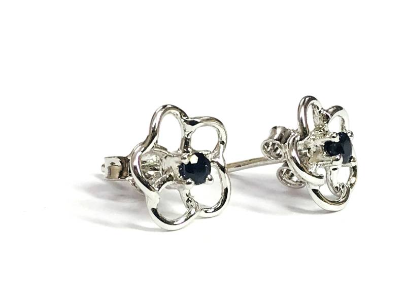 Blauer Saphir Ohrstecker Sterling Silber September Geburtsstein von NaqshByShradha