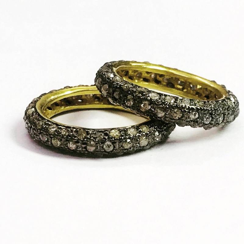 Rose Cut Diamant Sterling Silber Eternity Band Pave Set Ring von NaqshByShradha