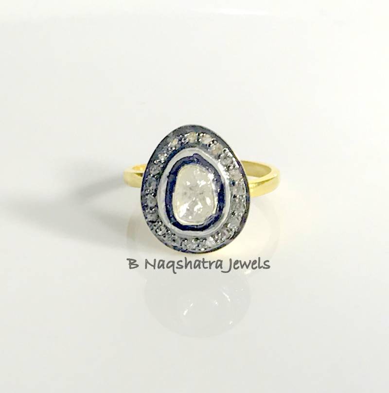 Rosenschliff Diamant Silber Ring Antique Style Ehering von NaqshByShradha