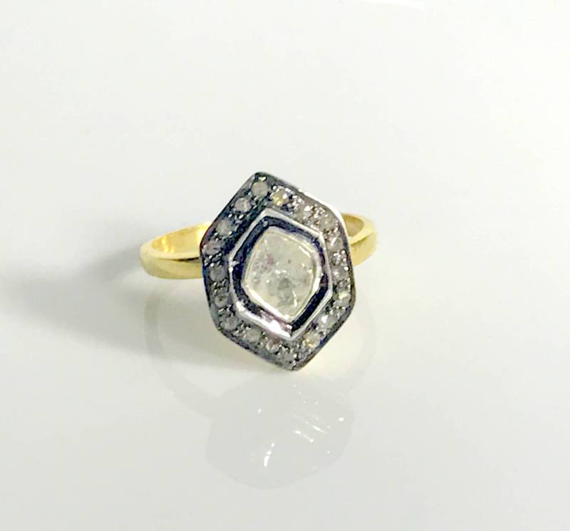 Rosenschliff Diamantring Antiker Silber Vintage Style Ehering von NaqshByShradha