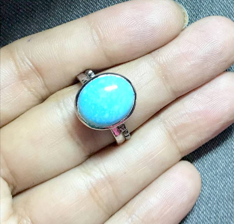 Rustikaler Arizona Türkis Ring 925 Sterling Silber Cabochon von NaqshByShradha