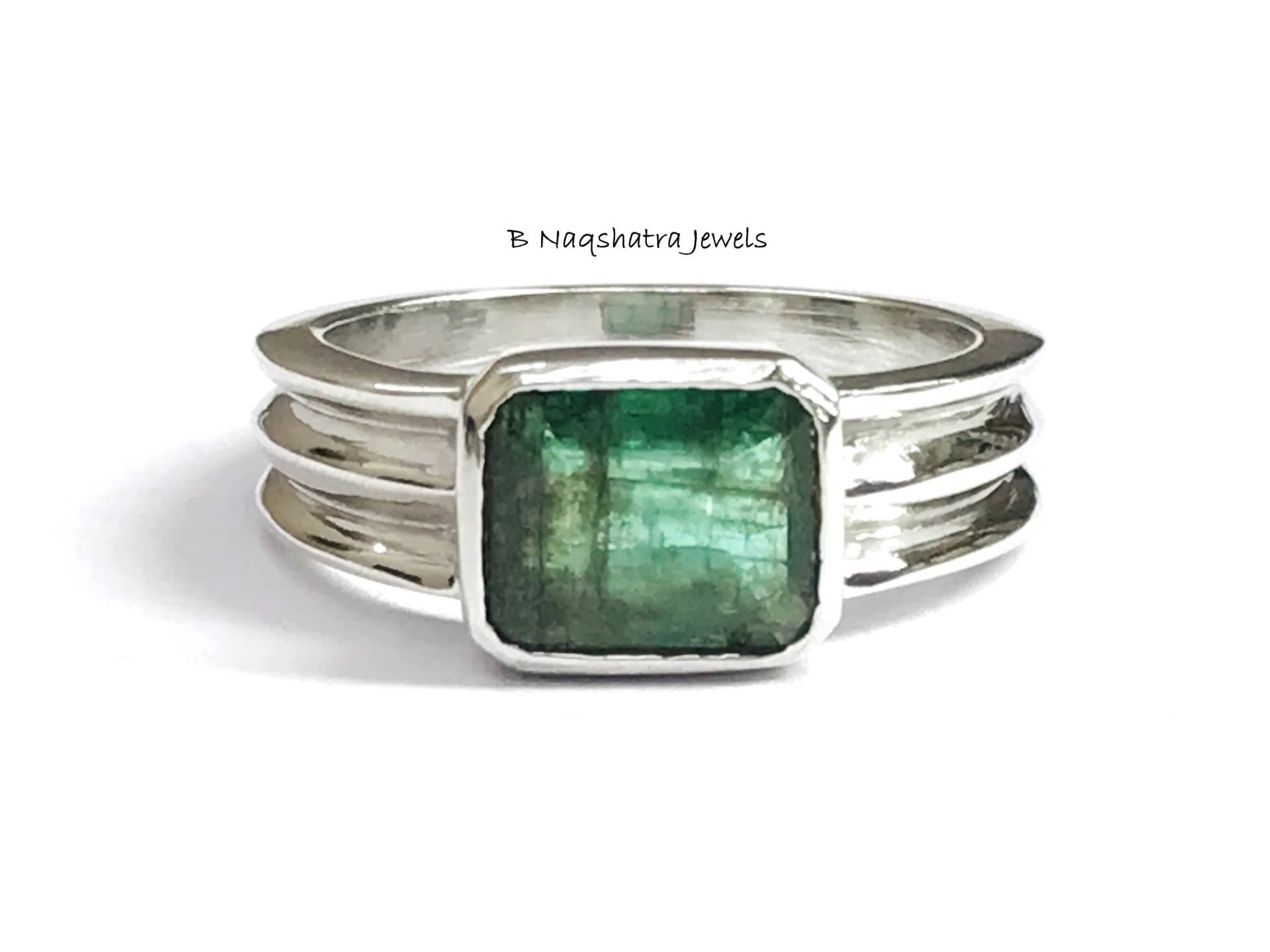 Smaragd Ring Für Männer Sterling Silber Octagon Cut Edelstein, Kann Birthstone von NaqshByShradha