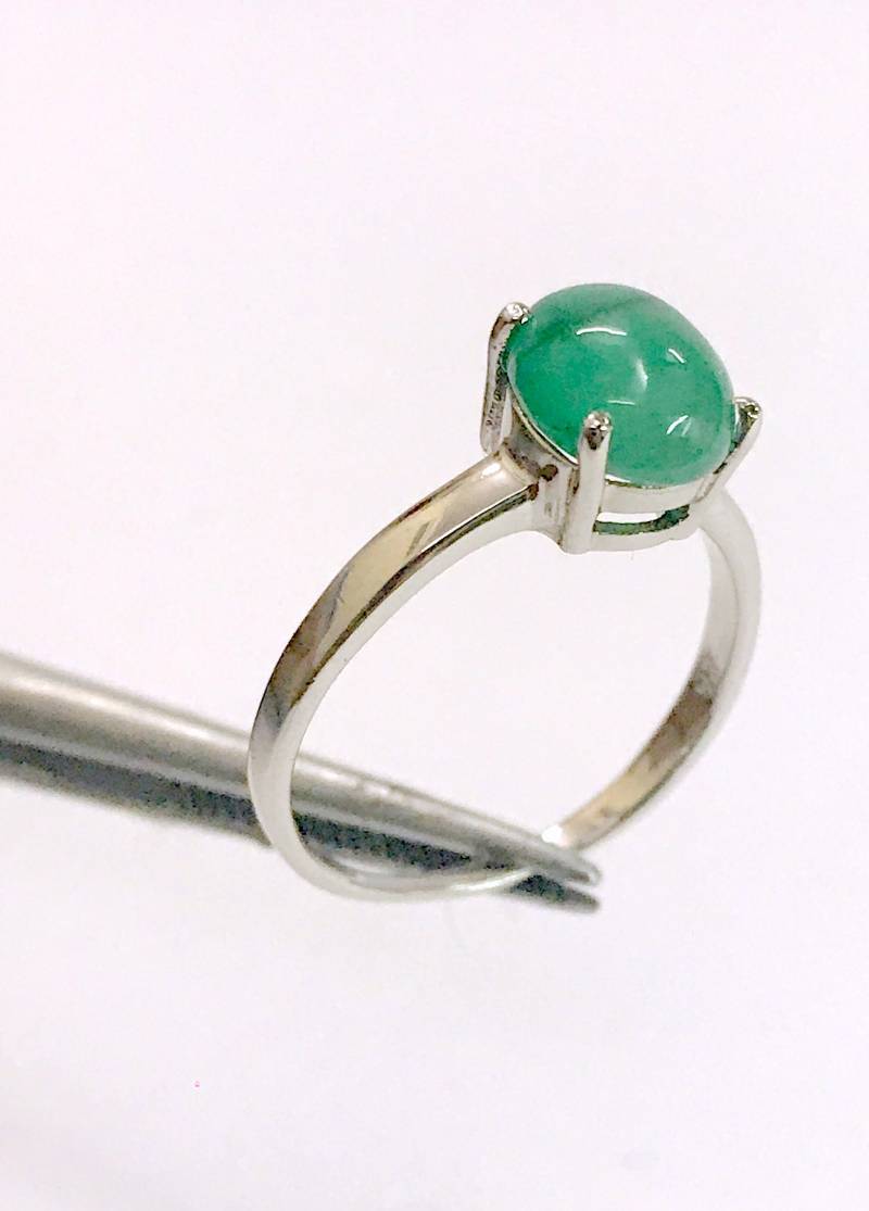 sterling Silber Smaragd Cabochon Ring Mai Birthstone Versprechen Ring von NaqshByShradha