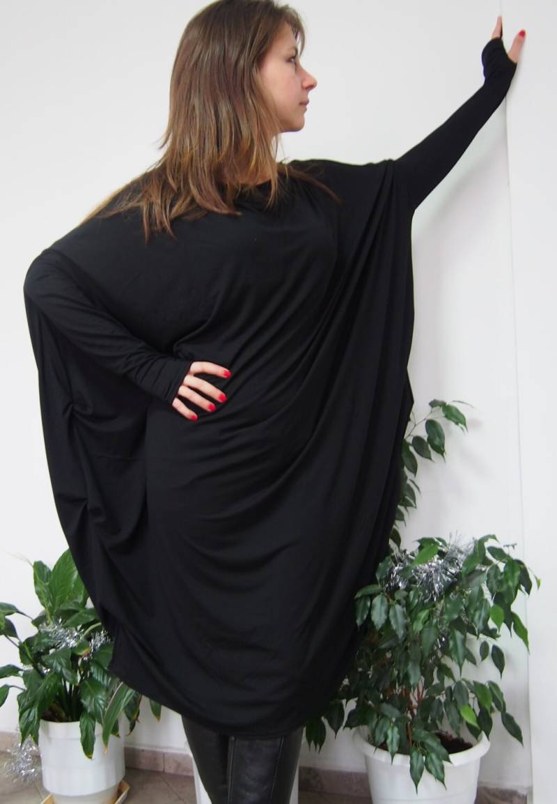 Elegantes Oversize Jersey Tunika Kleid Langarm Maxi von Nara65