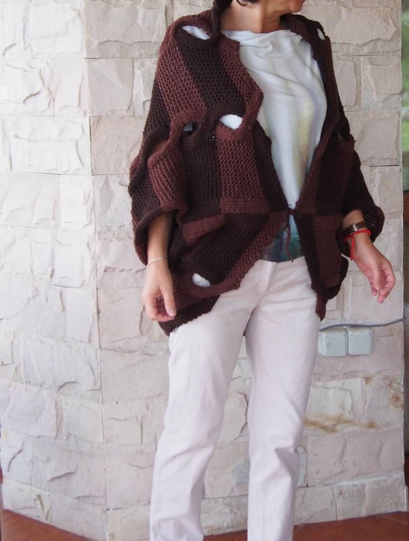 Handgemachte Oversized Strickjacke Einzigartige Jacke Lange Version Wolle & Nara Pgr007 von Nara65