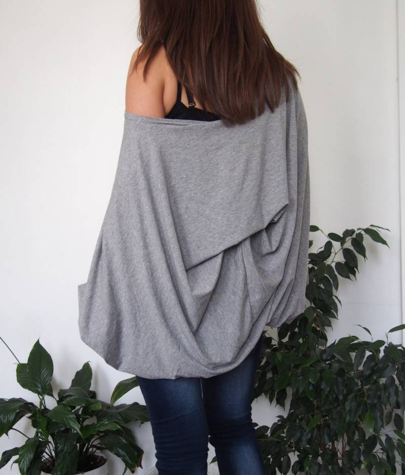 Langes Jersey Tunika Kleid Geraffte Oversized Loungewear von Nara65