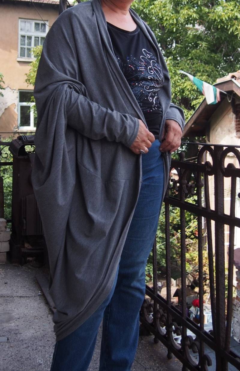 Übergroße Maxi-strickjacke Damen-Langarm-Jerseyjacke von Nara65