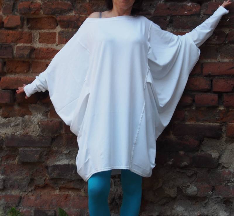 Übergroßes Langarm-Tunika-Oberteil Lockere Passform, Bequemer Stil von Nara65