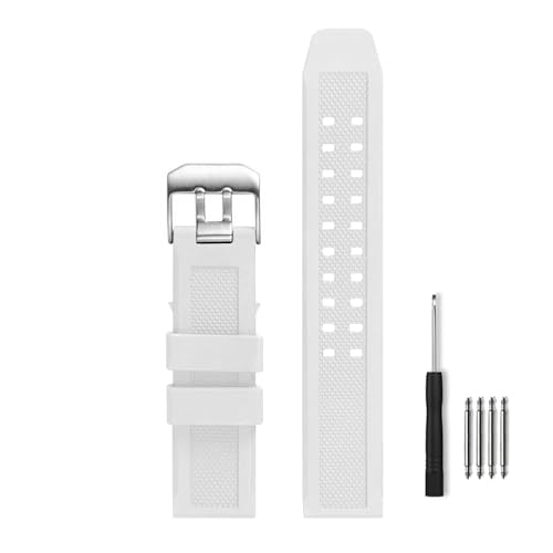 23 mm Gummi-Uhrenarmband passend für Luminox 3050 8800 3950 Serie, Silikon-Ersatzband mit schwarz/silberner Schnalle, wasserdicht (weiß - silberne Schnalle) von Narako