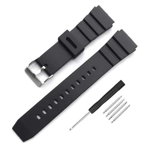 Narako Uhrenarmband aus schwarzem Silikon und Gummi, 18 mm, 20 mm, 22 mm, passend für Seiko-Uhren, Tauchermodell, PVC, für Damen und Herren 18mm Schwarz (Black-b) von Narako