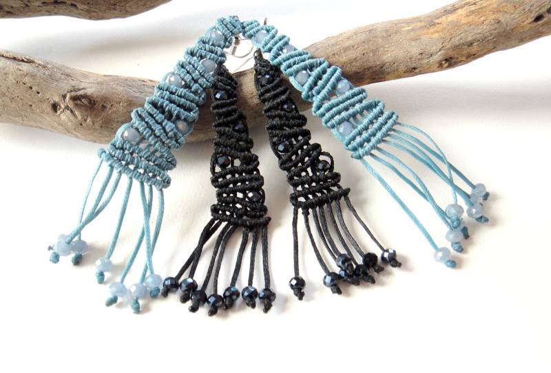 Makramee Ohrringe. Boho Chic, Modetrend Handmade Schmuck. Geschenk Für Sie. Zwei Längenoptionen von NarimCrafts