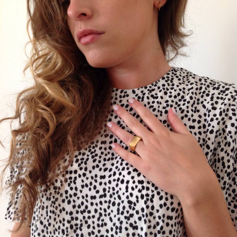 Silber Ring - Platz Rechteckige Stempel Siegelring Oder 14K Gold Vergoldet Statement-Ring von NarkissJewelry