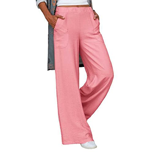 Damenhose, atmungsaktive Damenhose, lockere elastische Taille für Zuhause für Frauen, rose, 56 von Naroote