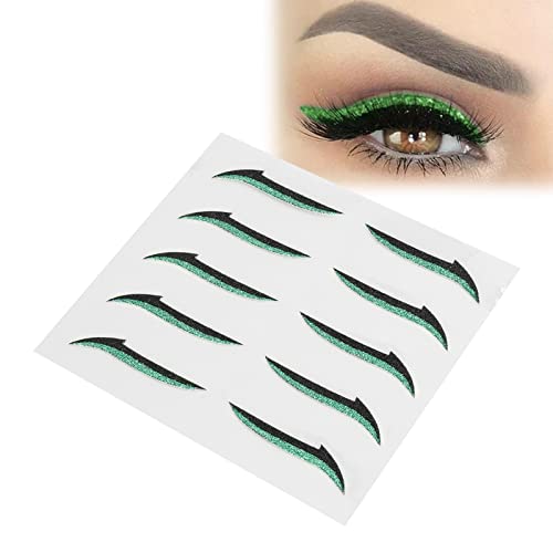 Eyeliner-Aufkleber, Eyeliner-Klebeband, Lidschatten-Aufkleber, Bunt, Wiederverwendbar, Wasserfest, Selbstklebend, Eyeliner-Aufkleber für Hochzeiten, Tanzpartys (GREEN) von Naroote