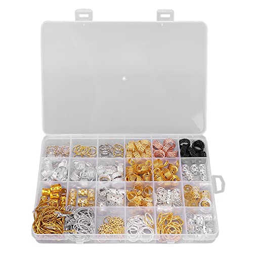 Haargeflecht Ring, Dreadlock Haarspule 259pcs DIY Dekoration Zubehör Verschleißfest Fest Robust mit Aufbewahrungsbox für Männer Frauen für Party von Naroote