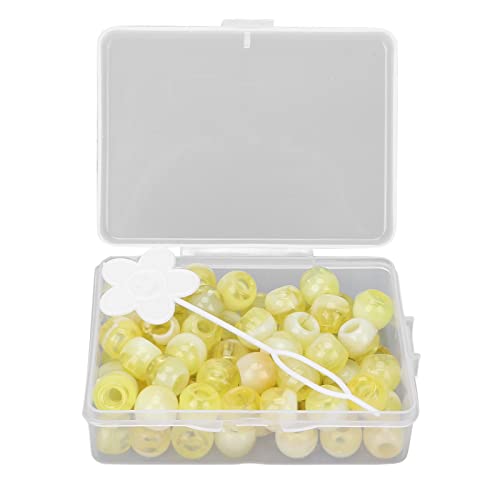 Haarperlen für Mädchen, Haarflechtperlen-Set, Haarringe mit Haarhakennadel und Aufbewahrungsbox, 74-teilig, für Selbstgemachtes Haarstyling und Dekoration (YELLOW) von Naroote