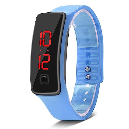 Naroote Digitaluhr, Damen-Digitaluhr, wasserdichte LED-Uhr, Sport-Silikonarmband, Digitales 12-Stunden-Zifferblatt, Elektronische Anzeige, Armbanduhr (Wasserblau) von Naroote