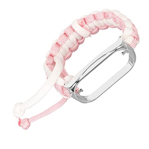 Naroote Geflochtenes Schlaufenband, Atmungsaktives 2-in-1-Nylon-Schlaufenband, Gewebtes Armband, Verstellbar, Dehnbar, für Camping (Rosa Weiß) von Naroote