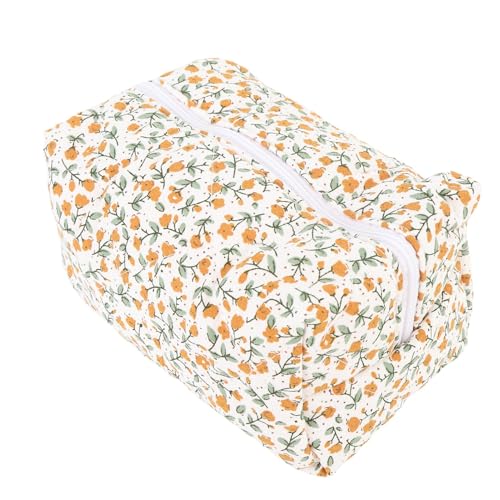 Naroote Gesteppte Make -up -Beutel, Exquisites Weichstiertasche Leicht für Make up Bürsten für Frauen (ORANGE) von Naroote