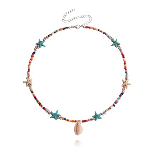 Naroote Muschelperlen-Halskette, Leichte, Tragbare Bunte Perlenkette in Einheitsgröße für Frauen für den Alltag (Freie Größe) von Naroote