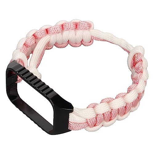 Naroote Paracord Watch Band, 2 in 1 Stilvolle Dauerhafte Verstellbare Gewebte Armband Zum Training des Laufradbades (Pinkwhite) von Naroote