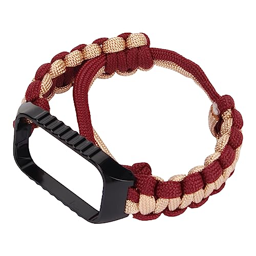 Naroote Paracord Watch Band, 2 in 1 Stilvolle Dauerhafte Verstellbare Gewebte Armband Zum Training des Laufradbades (Rot mit Gold) von Naroote